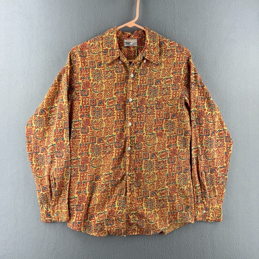 Vintage 60s Brent Shirt Mens Small Button Up Long Sleeve Patterned Perm Press